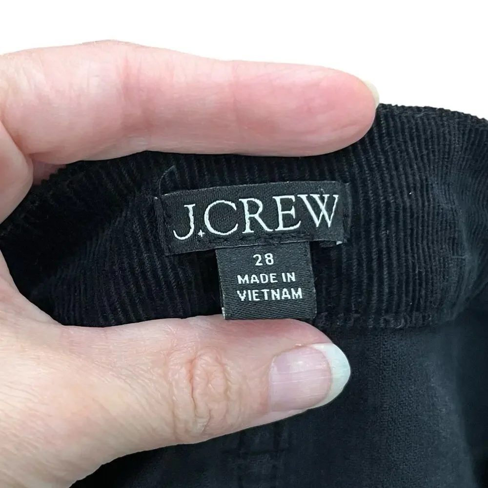 J Crew Vintage Slim Straight Corduroy Pants 28 Black Preppy Classic Ankle